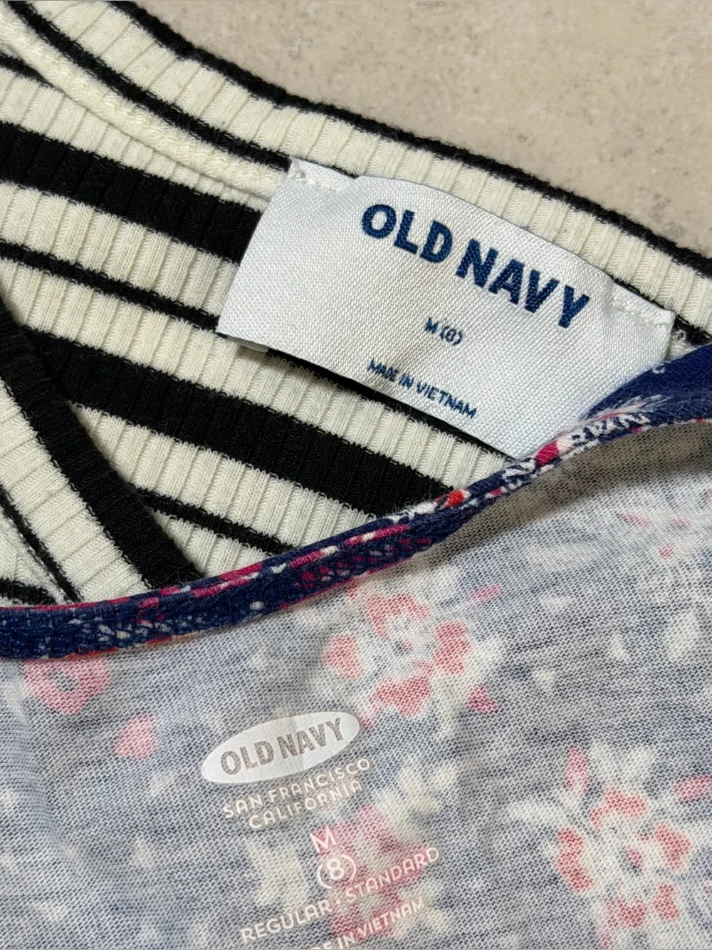 Old Navy Kids Girls' Blue/Black Floral Striped Long-Sleeve Dress Casual Size‎ S